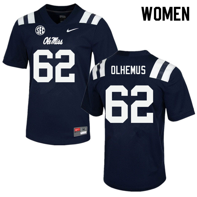 Women #62 Andrew Polhemus Ole Miss Rebels College Football Jerseys Sale-Navy